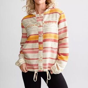 Pendleton Button Front Hoodie Lightweight Doublesoft Aztec Southwestern Beach M